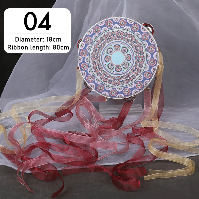 Musical Instrument Lute - Decorative Tambourine with Colorful Ribbons Chinese