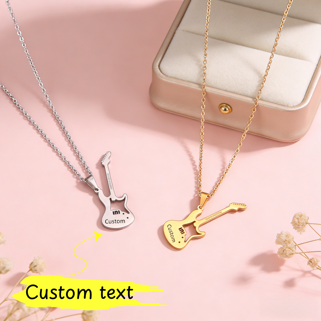 Musical Instrument All - Customized Name Text Instrument Guitar Necklace
