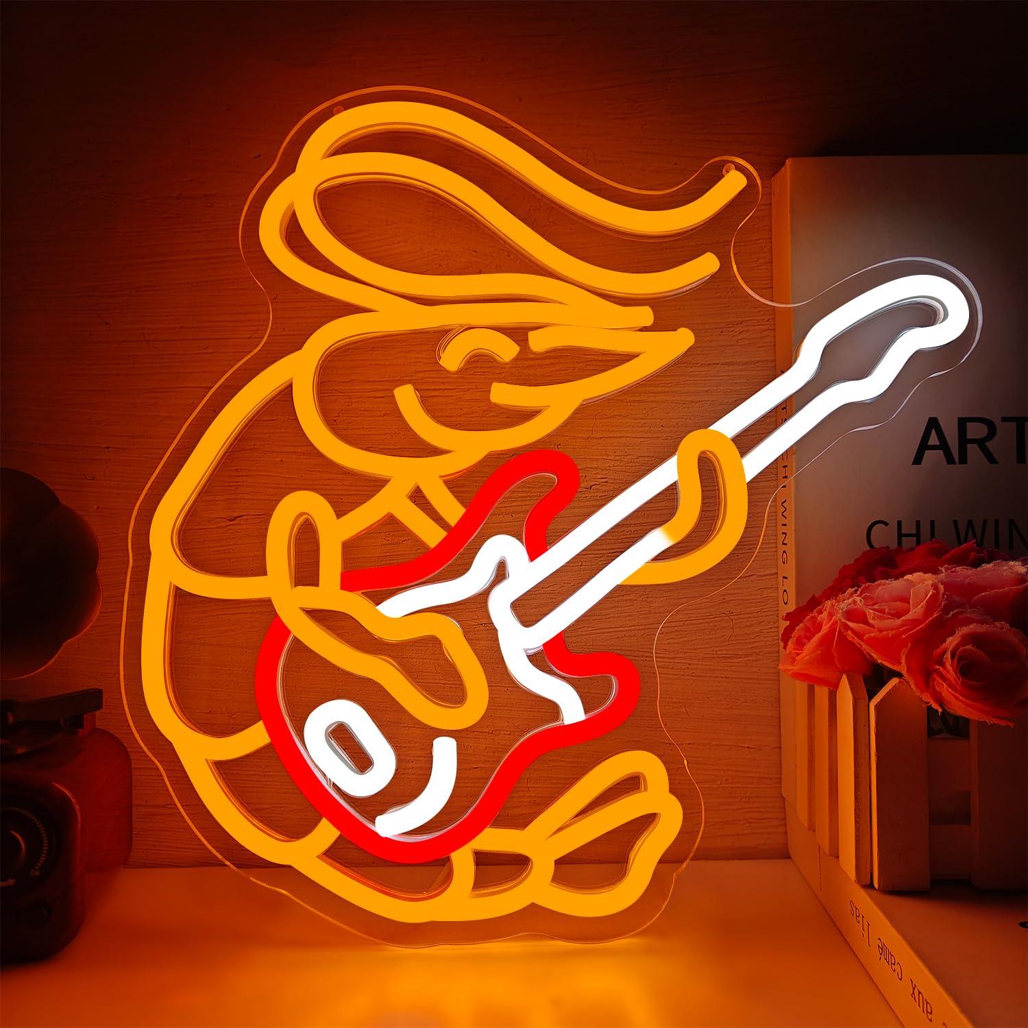 Musical Instrument Sign - Shrimp Playing Guitar Neon Sign LED