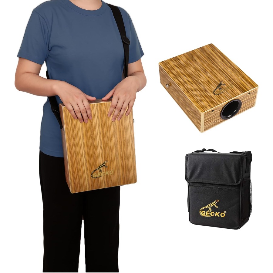 Cajon Musical Instrument - GECKO Travel Cajon Drum Wooden Percussion