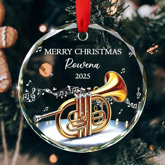 Musical Instrument Name - Unique Cornet Instrument Glass Keepsake Ornament