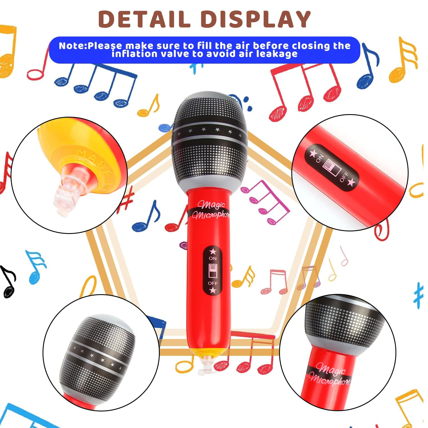 4pcs Inflatable Microphones Ra - مراجعة Musical Instrument You Blow Into وسعره