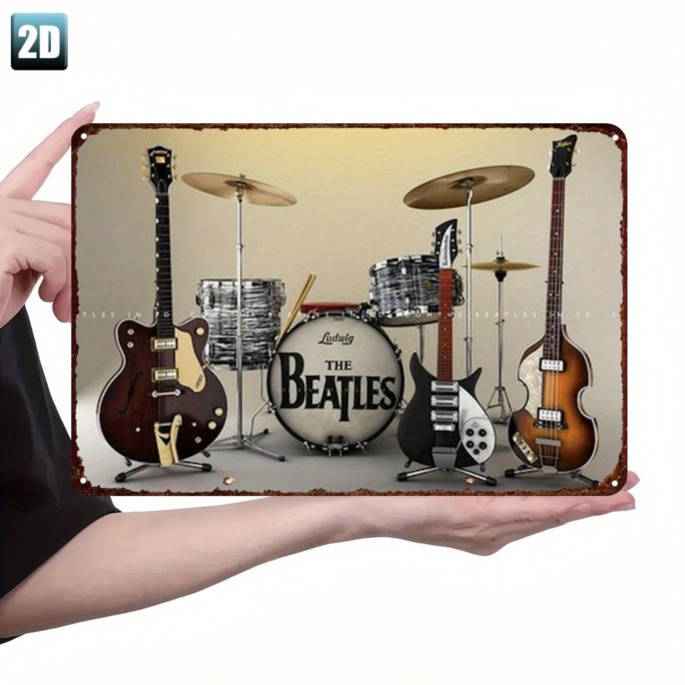 The Beatles Retro Metal Tin Si - مراجعة Musical Instrument Sign وسعره