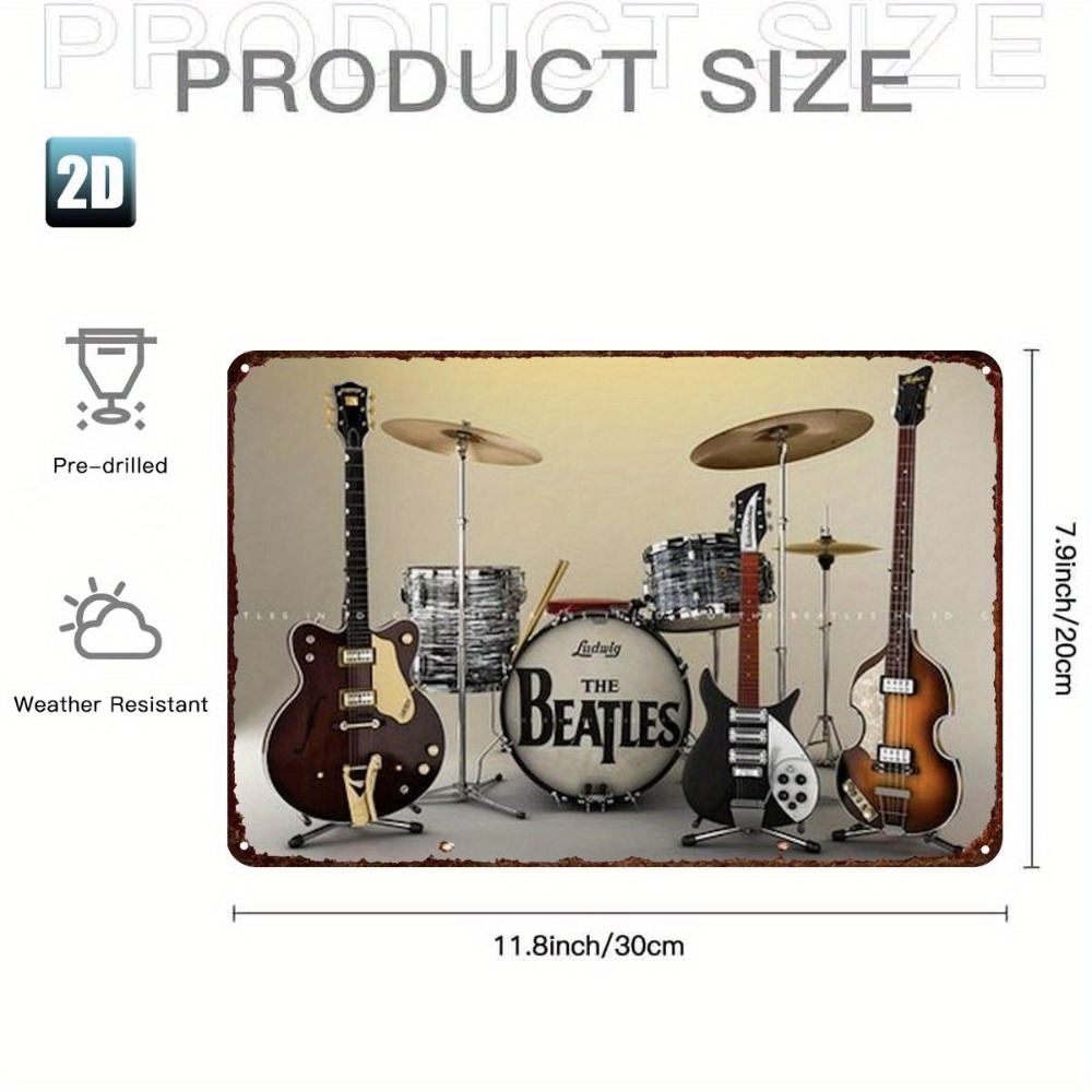 The Beatles Retro Metal Tin Si - مراجعة Musical Instrument Sign وسعره