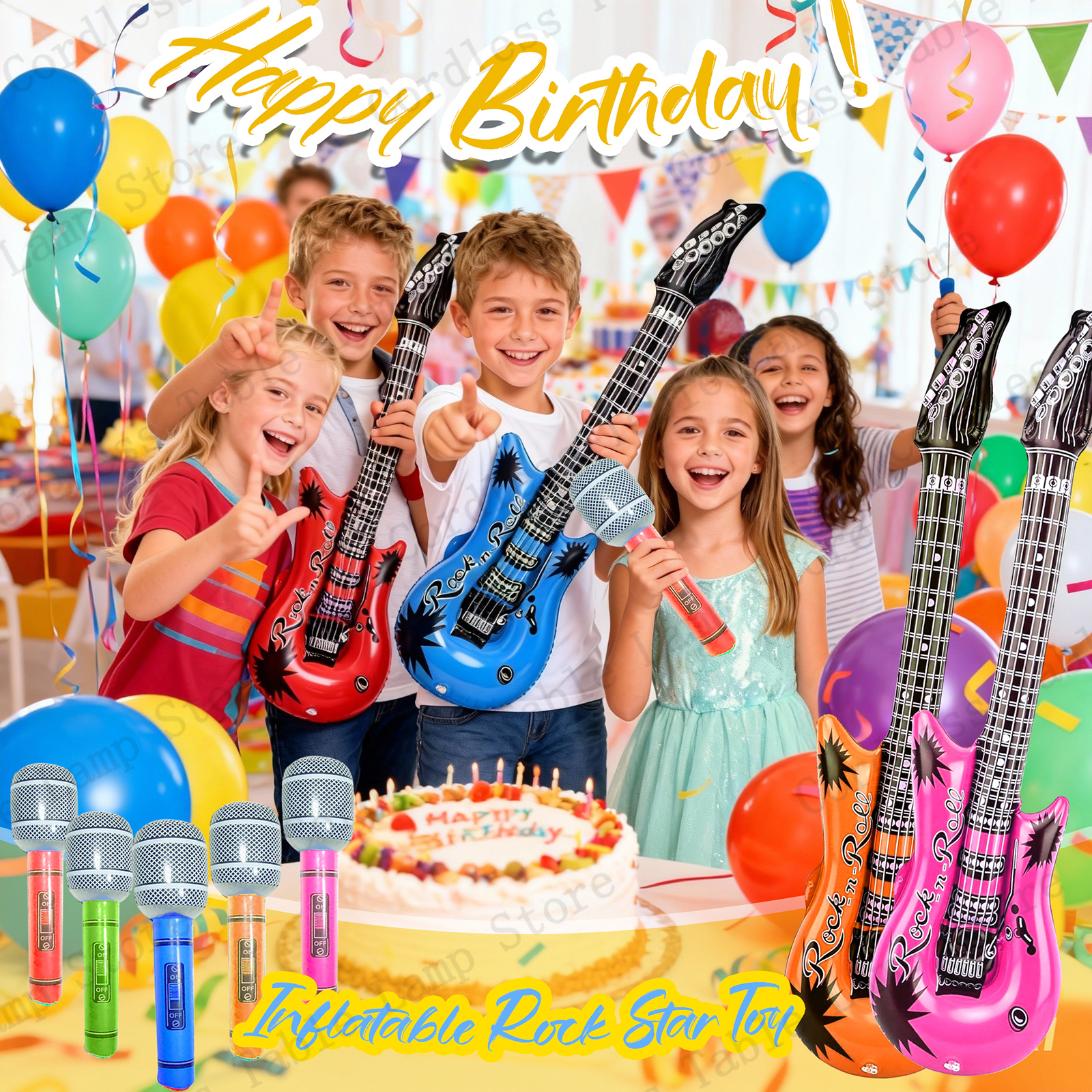 12-60Pcs Inflatable Rock Star  - مراجعة Musical Instrument You Blow Into وسعره