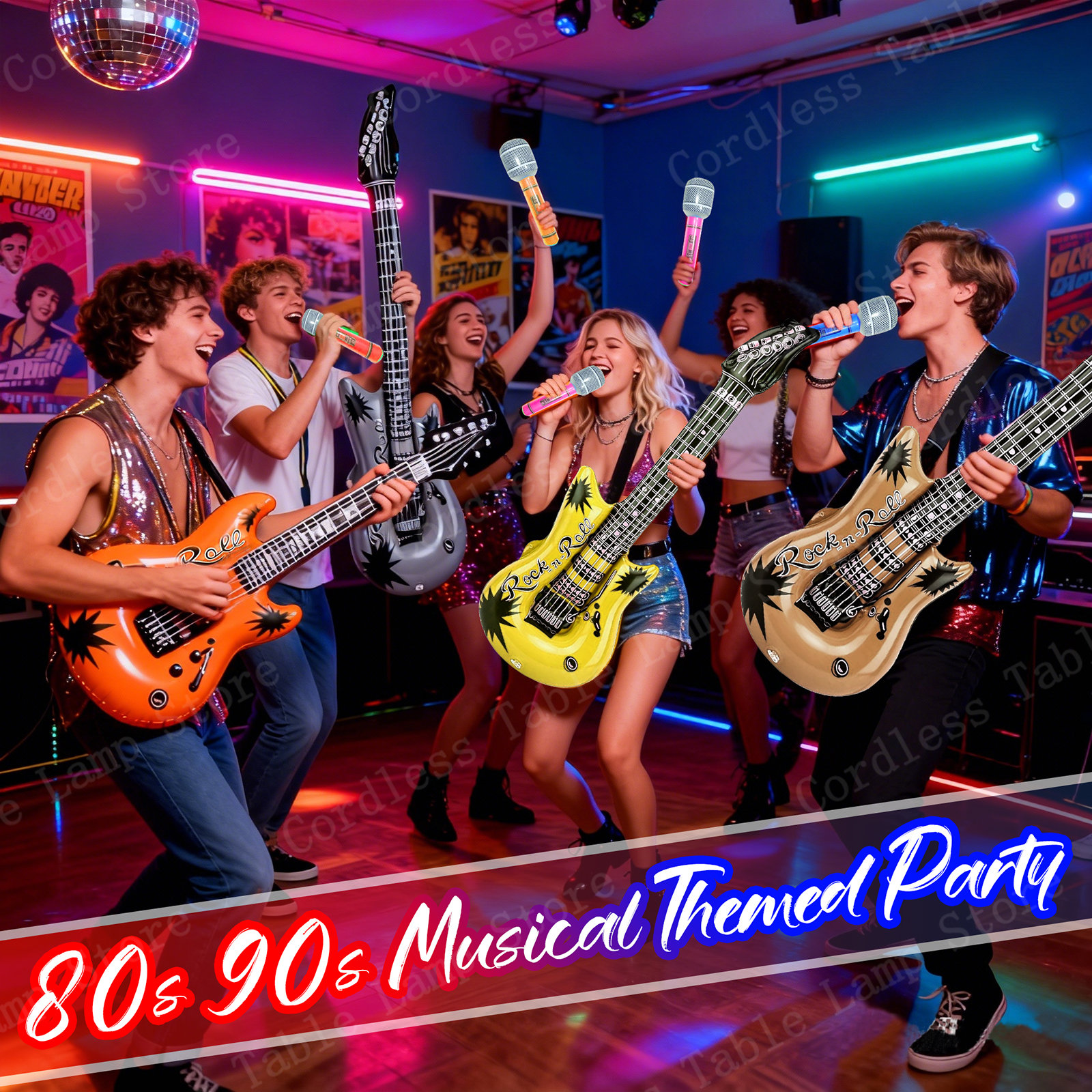 12-60Pcs Inflatable Rock Star  - مراجعة Musical Instrument You Blow Into وسعره