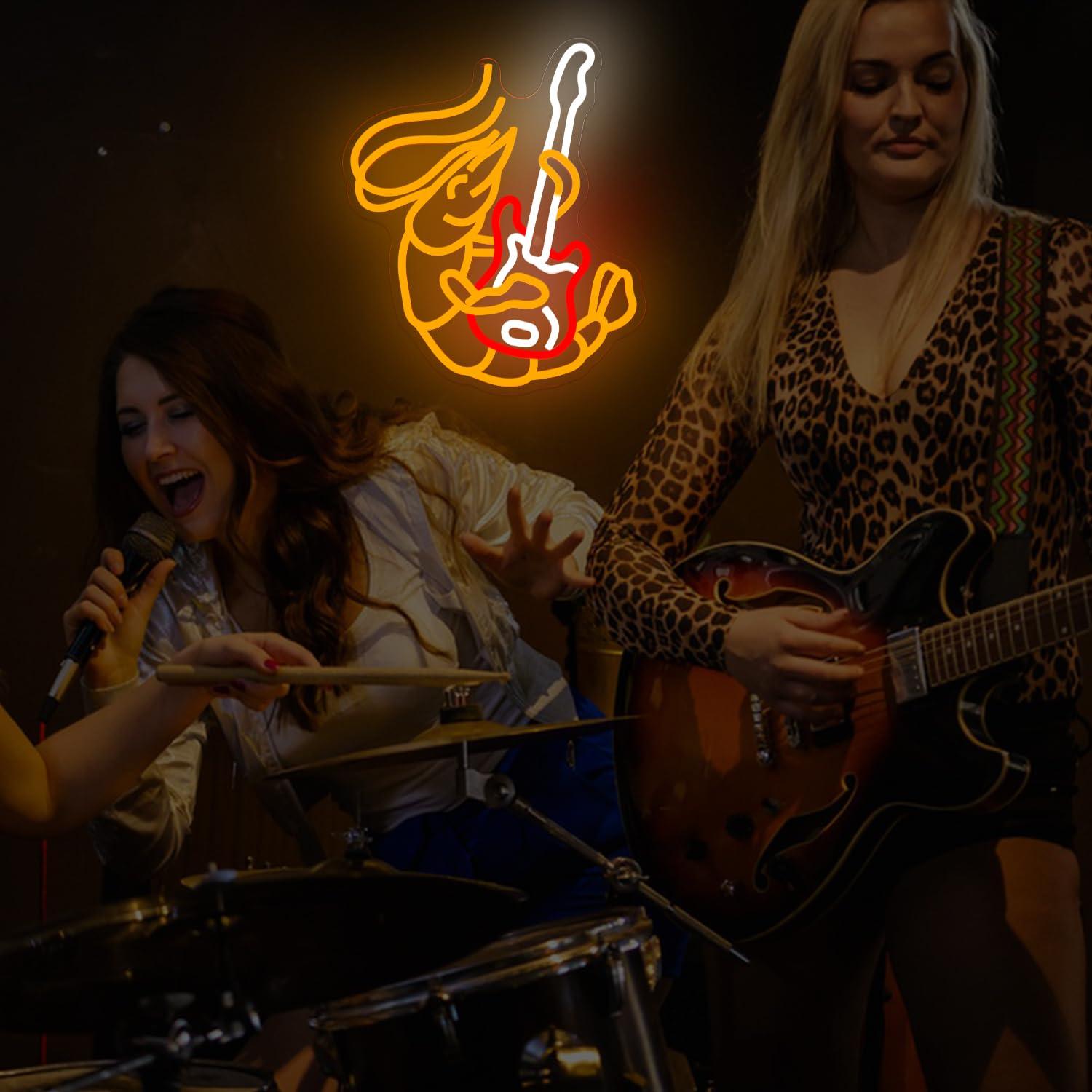 Shrimp Playing Guitar Neon Sig - مراجعة Musical Instrument Sign وسعره