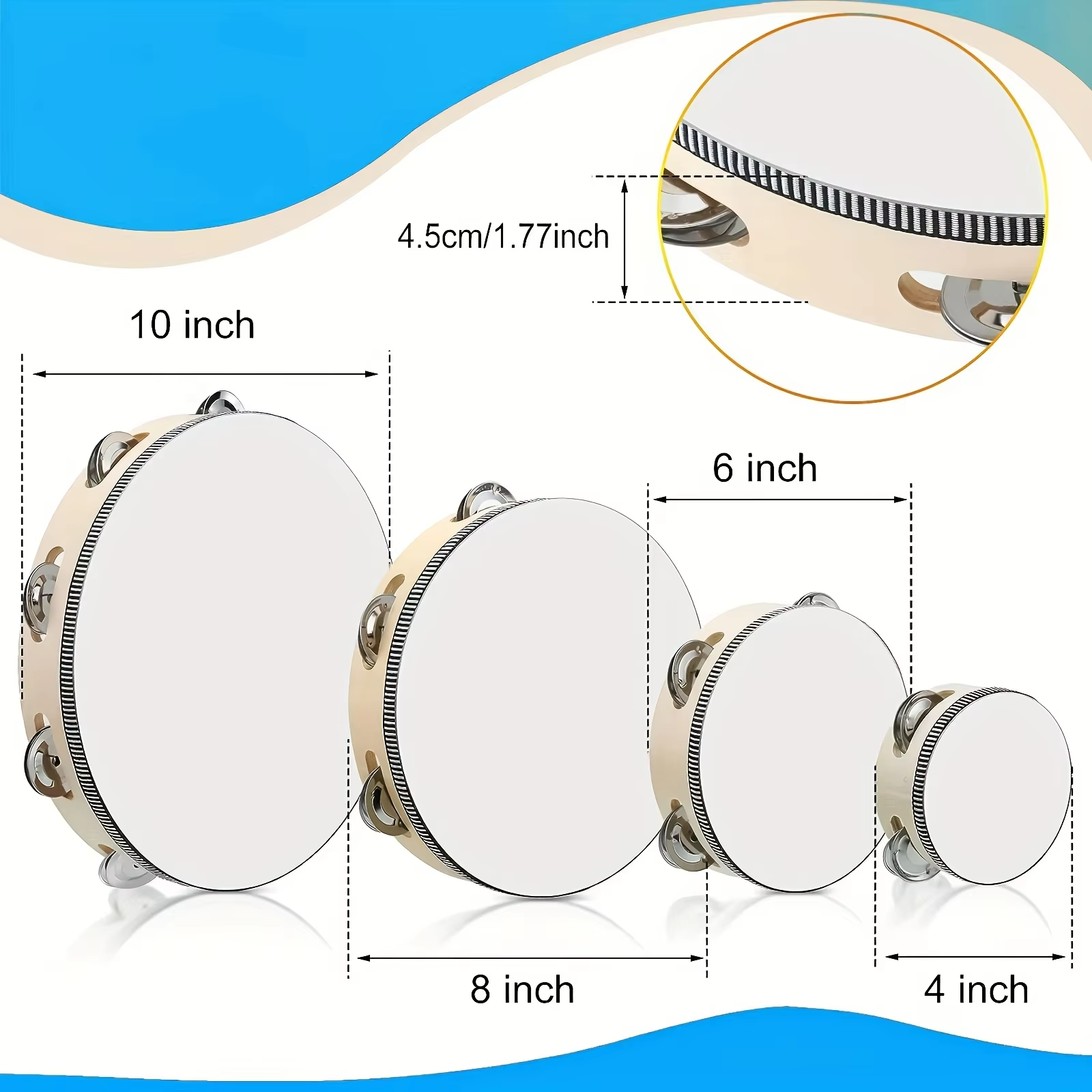 4/ 6inch Hand Tambourine, Meta - مراجعة Musical Instrument Project وسعره