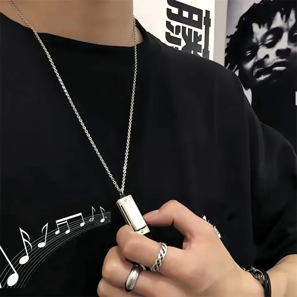 Mini Harmonica Necklace Men an - مراجعة Musical Instrument You Blow Into وسعره