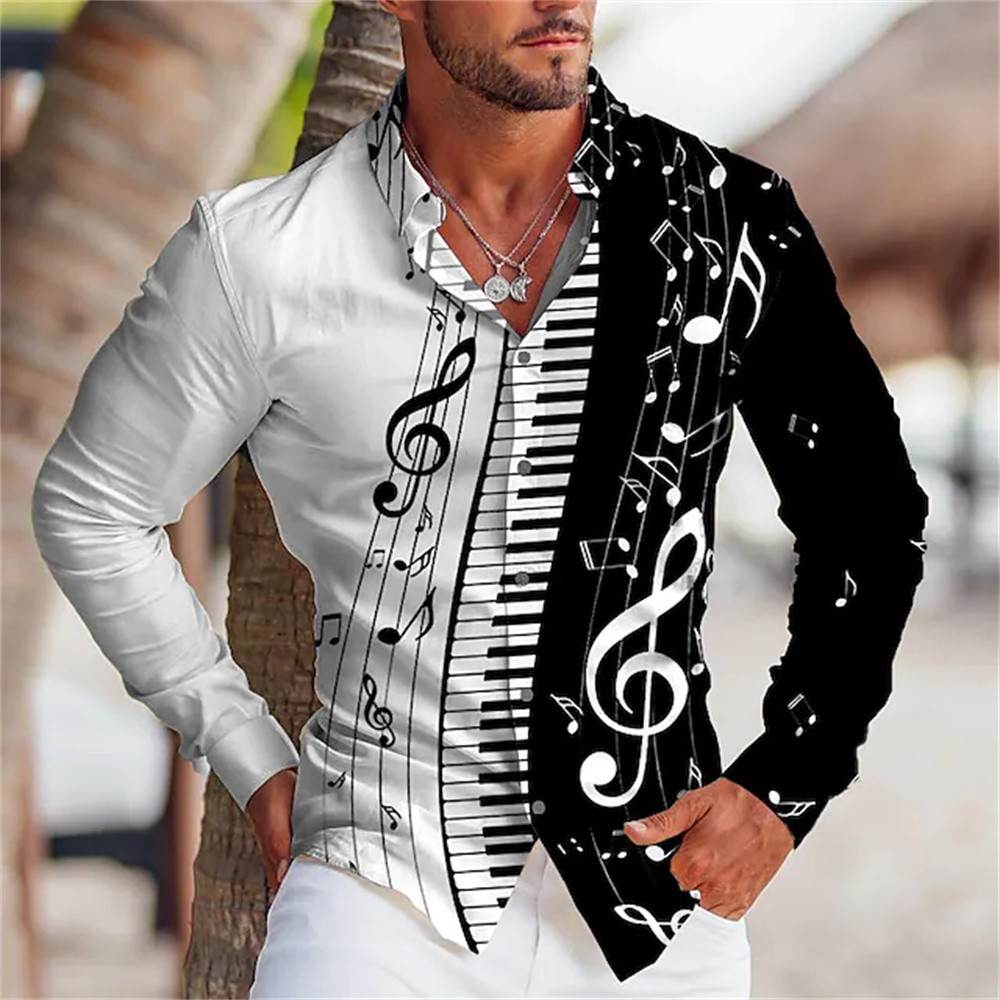 2025 Summer Men's Long Sleeves - مراجعة Musical Instrument Sign وسعره