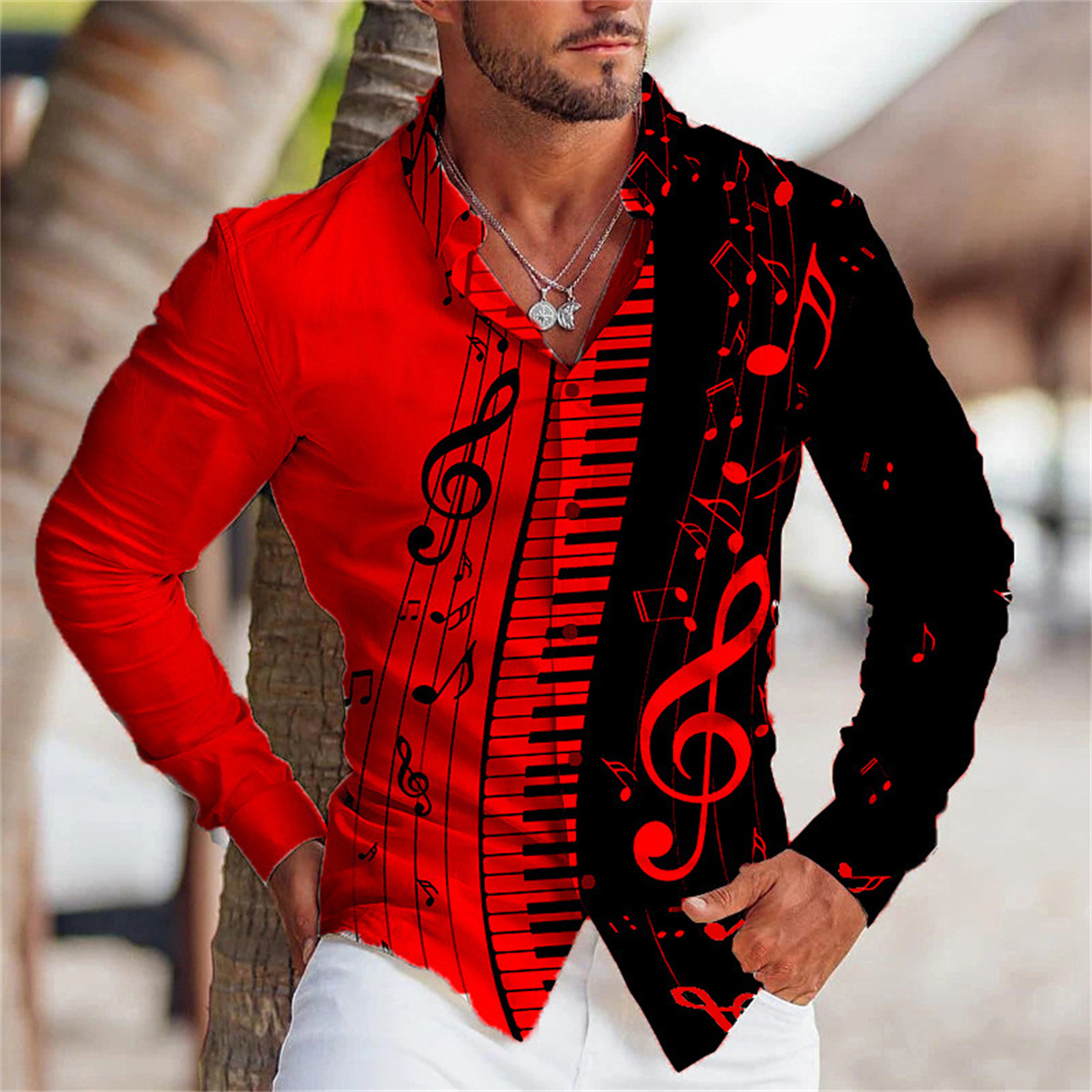 2025 Summer Men's Long Sleeves - مراجعة Musical Instrument Sign وسعره