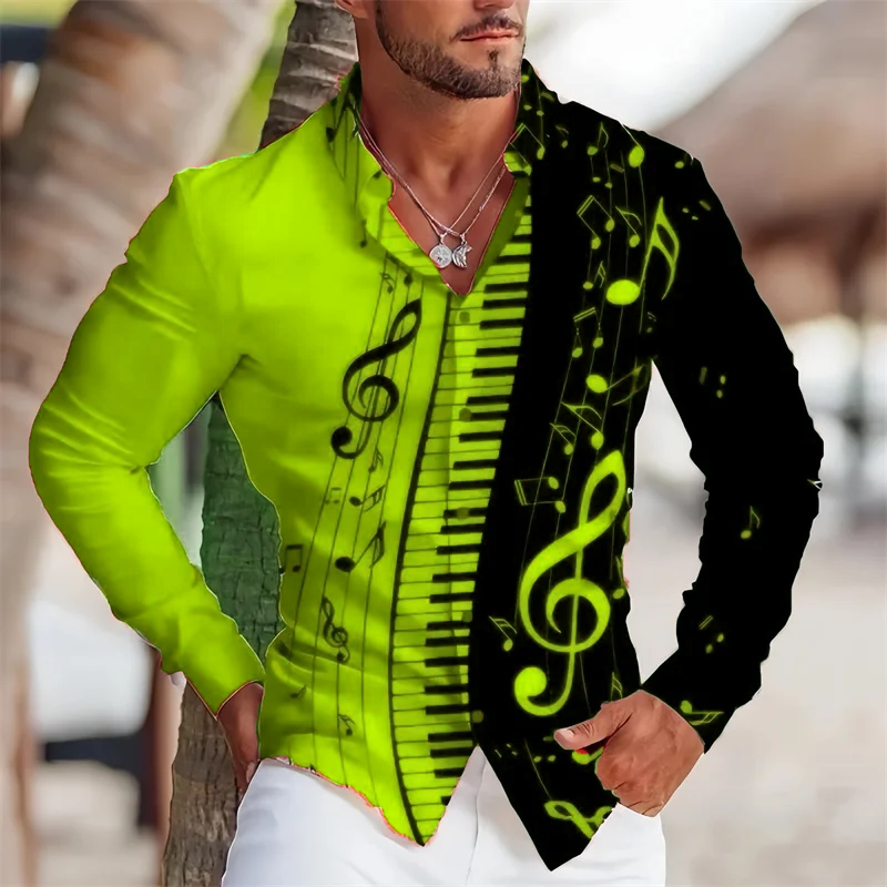 2025 Summer Men's Long Sleeves - مراجعة Musical Instrument Sign وسعره