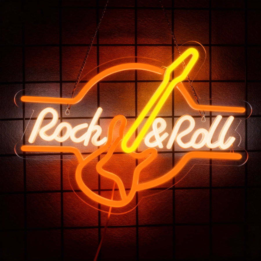 Rock & Roll Led Neon Sign, Mus - مراجعة Musical Instrument Sign وسعره