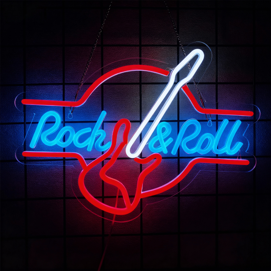 Rock & Roll Led Neon Sign, Mus - مراجعة Musical Instrument Sign وسعره