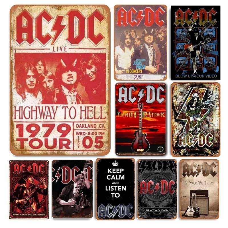 AC DC Vintage Heavy Metal Musi - مراجعة Musical Instrument Sign وسعره