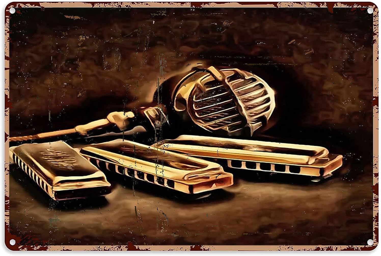 Pzecaru Harmonica Lovers Metal - مراجعة Musical Instrument Sign وسعره